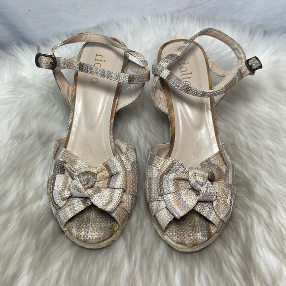 Rialto Woven Plaid Cork Wedge Sandals Bwo Detailed Sz 7 - Picture 2 of 9